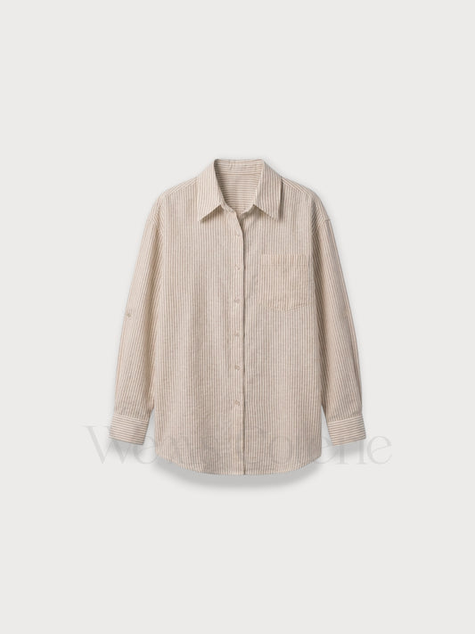 Striped Linen-Blend Shirt Cora