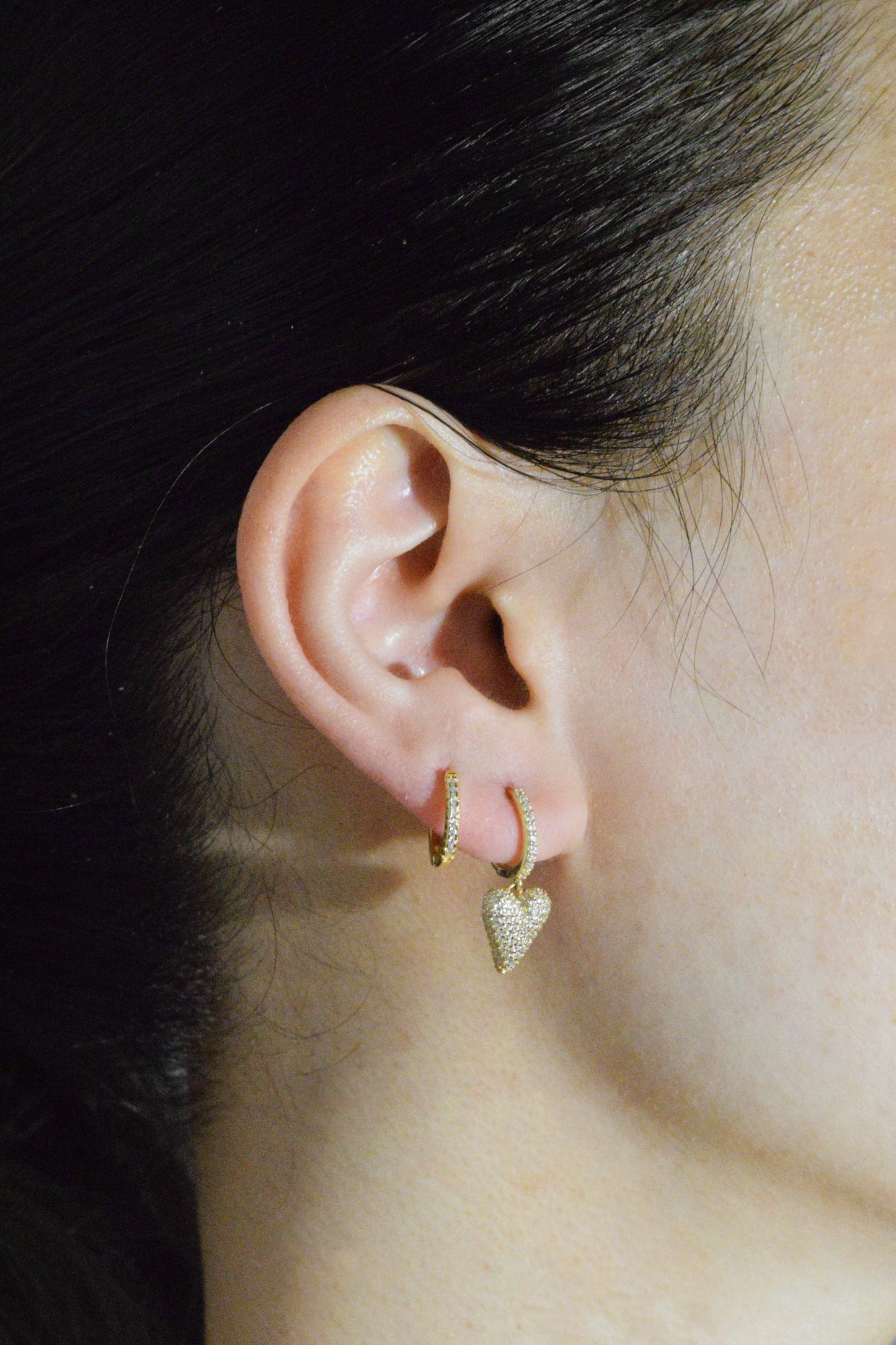 Heart Earrings with Zirconia