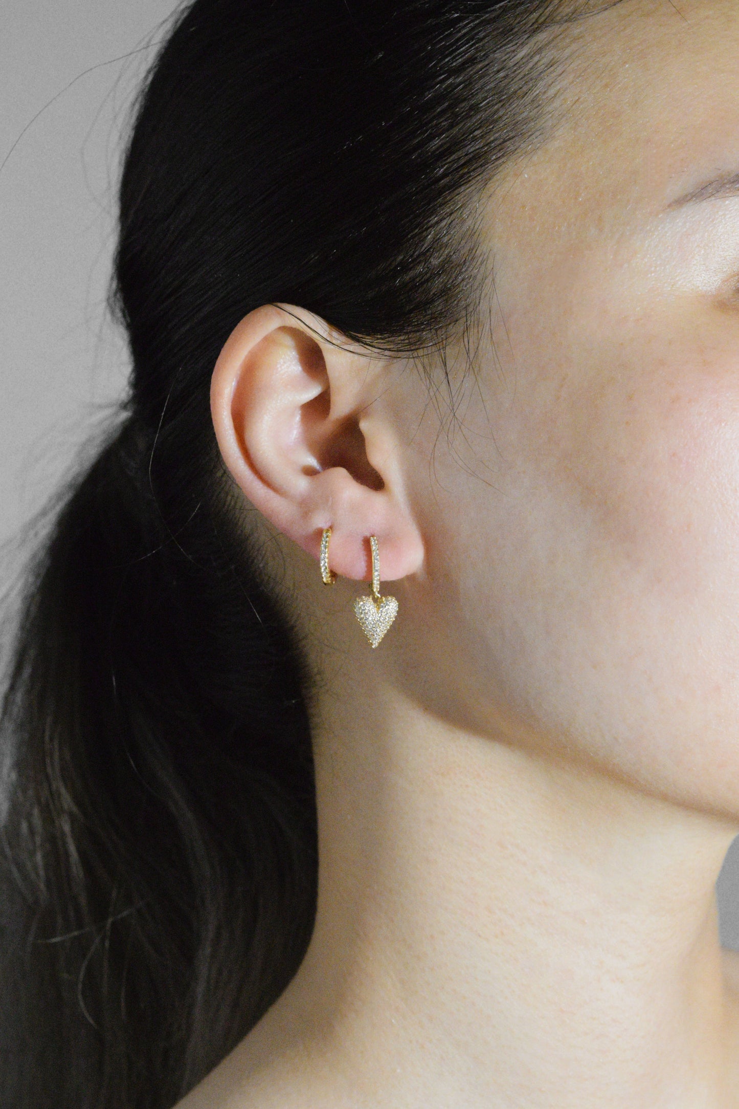 Heart Earrings with Zirconia