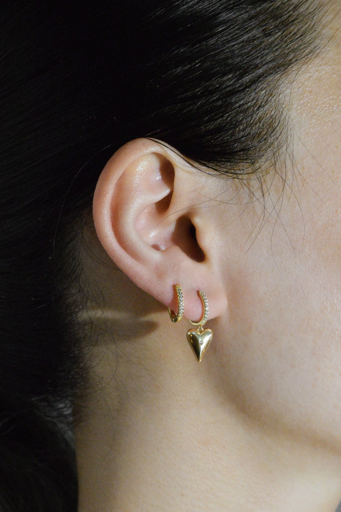 Heart Earrings with Zirconia