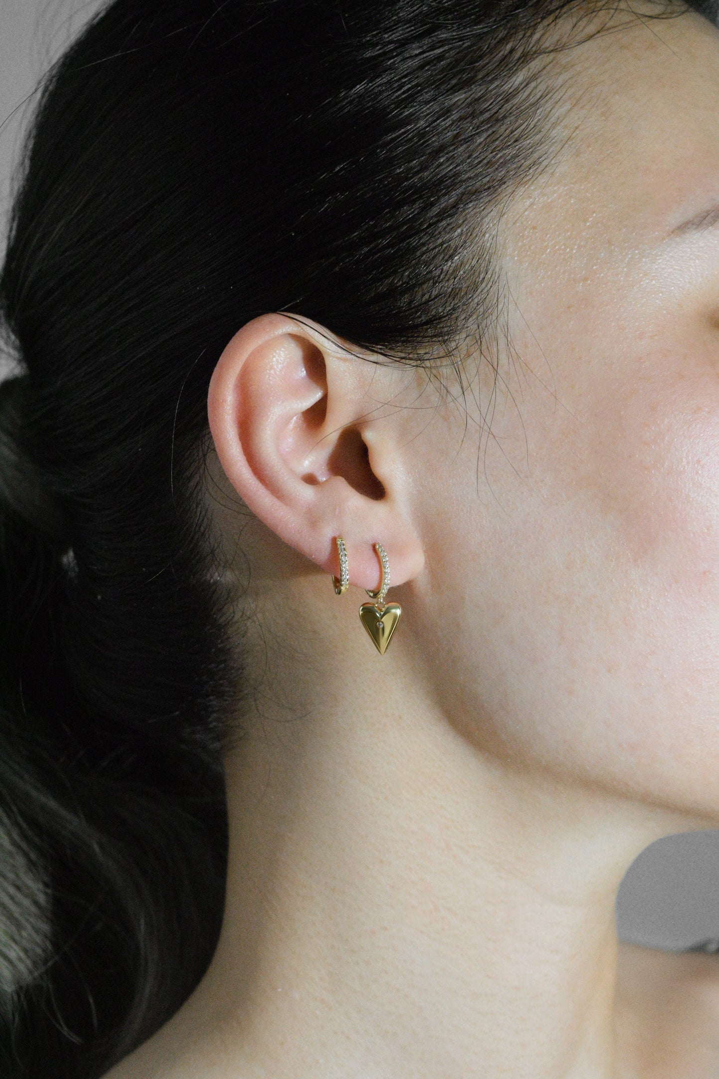 Heart Earrings with Zirconia